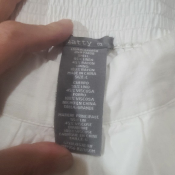 Matty M White Ivory Tiered Maxi Skirt Elastic Waist Linen Blend Women's Large - Picture 4 of 5